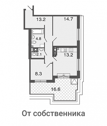 2-комнатная, 56 м² — ЖК ЖК Петровская ривьера