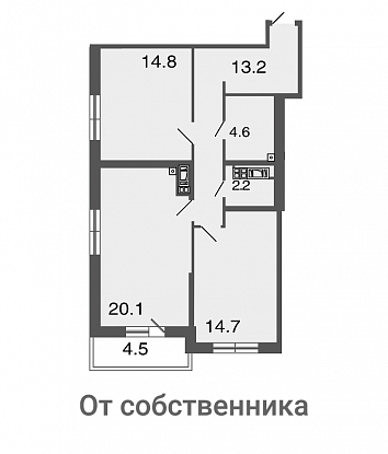 2-комнатная, 70 м² — ЖК ЖК Петровская ривьера