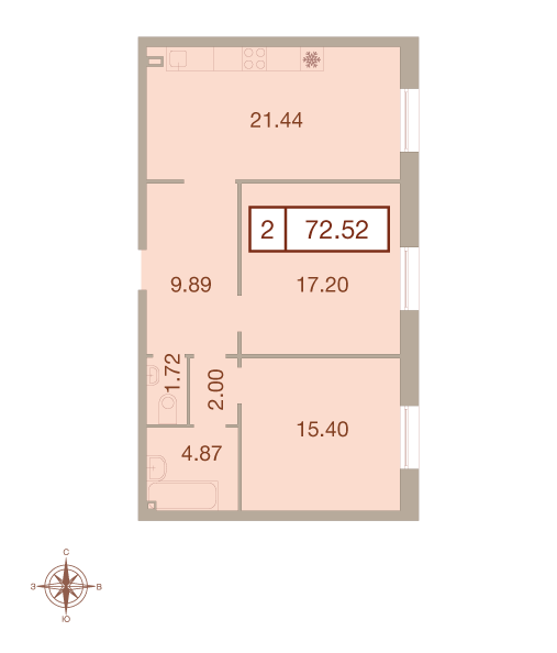 2-комнатная, 73 м² — ЖК ЖК Neva Haus (Нева Хаус)