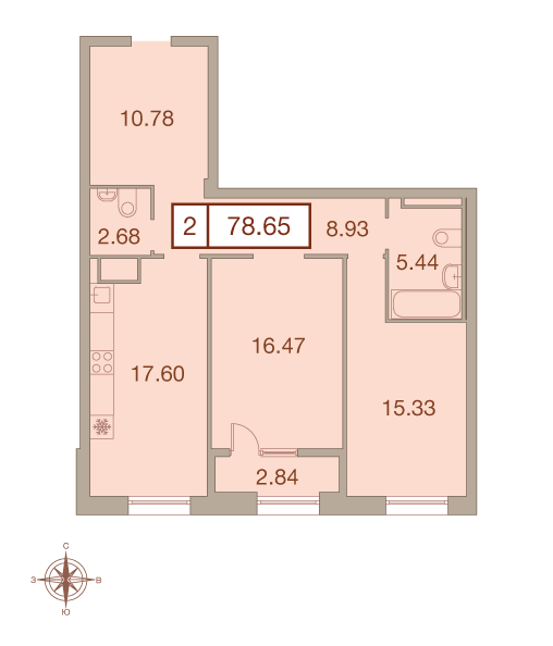 2-комнатная, 79 м² — ЖК ЖК Neva Haus (Нева Хаус)