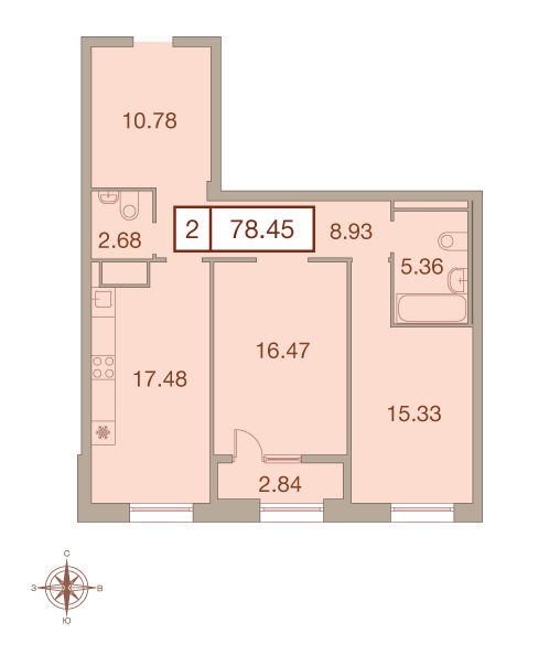 2-комнатная, 79 м² — ЖК ЖК Neva Haus (Нева Хаус)