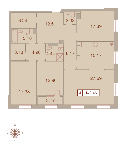 4-комнатная, 141 м² — ЖК ЖК Neva Haus (Нева Хаус)