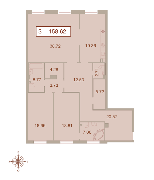 3-комнатная, 159 м² — ЖК ЖК Neva Haus (Нева Хаус)
