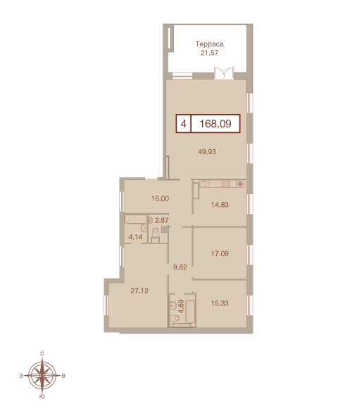 4-комнатная, 168 м² — ЖК ЖК Neva Haus (Нева Хаус)