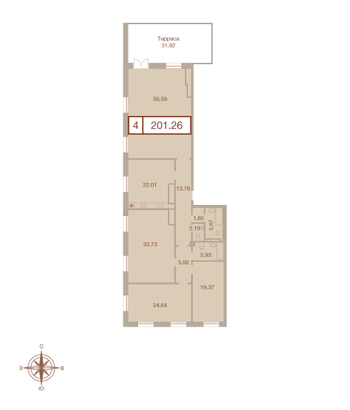 4-комнатная, 201 м² — ЖК ЖК Neva Haus (Нева Хаус)