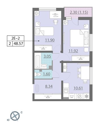 1-комнатная, 49 м² — ЖК ЖК Ручьи