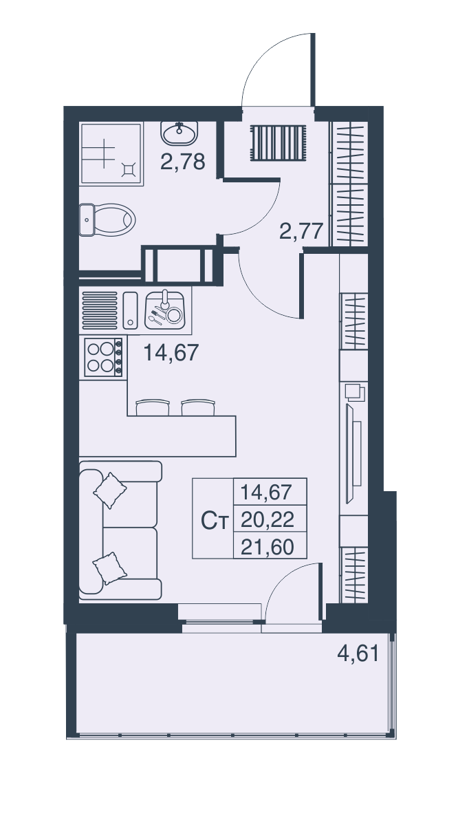 Студия, 20 м² — ЖК ЖК Мурино Парк