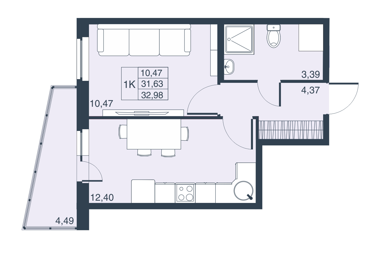 1-комнатная, 31 м² — ЖК ЖК Муринские высоты
