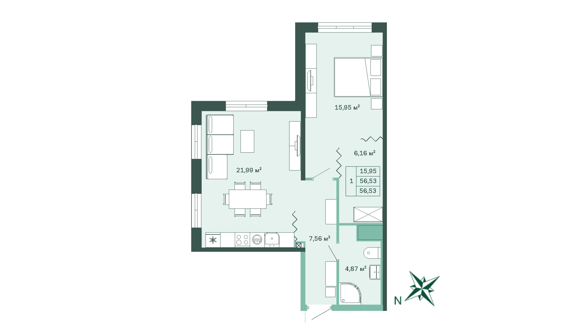 1-комнатная, 57 м² — ЖК ЖК Магнифика Резиденс (Magnifika Residence)
