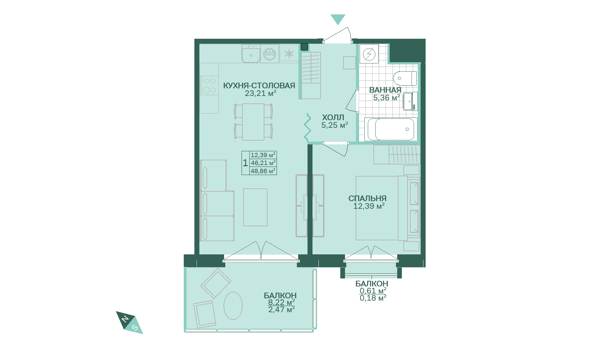 1-комнатная, 49 м² — ЖК ЖК Магнифика Резиденс (Magnifika Residence)