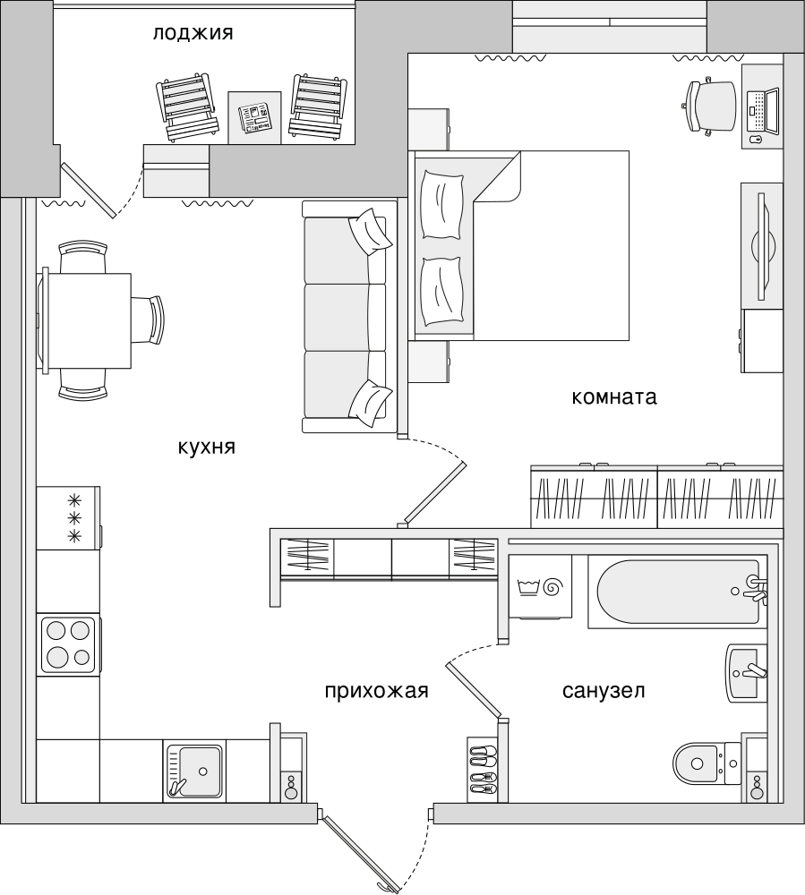 1-комнатная, 41 м² — ЖК ЖК Елизаровский