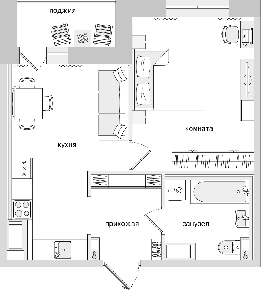 1-комнатная, 41 м² — ЖК ЖК Елизаровский