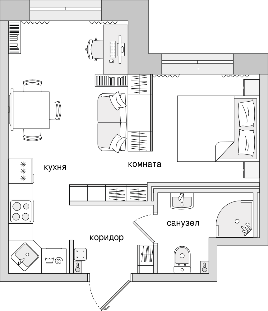 Студия, 31 м² — ЖК ЖК Елизаровский
