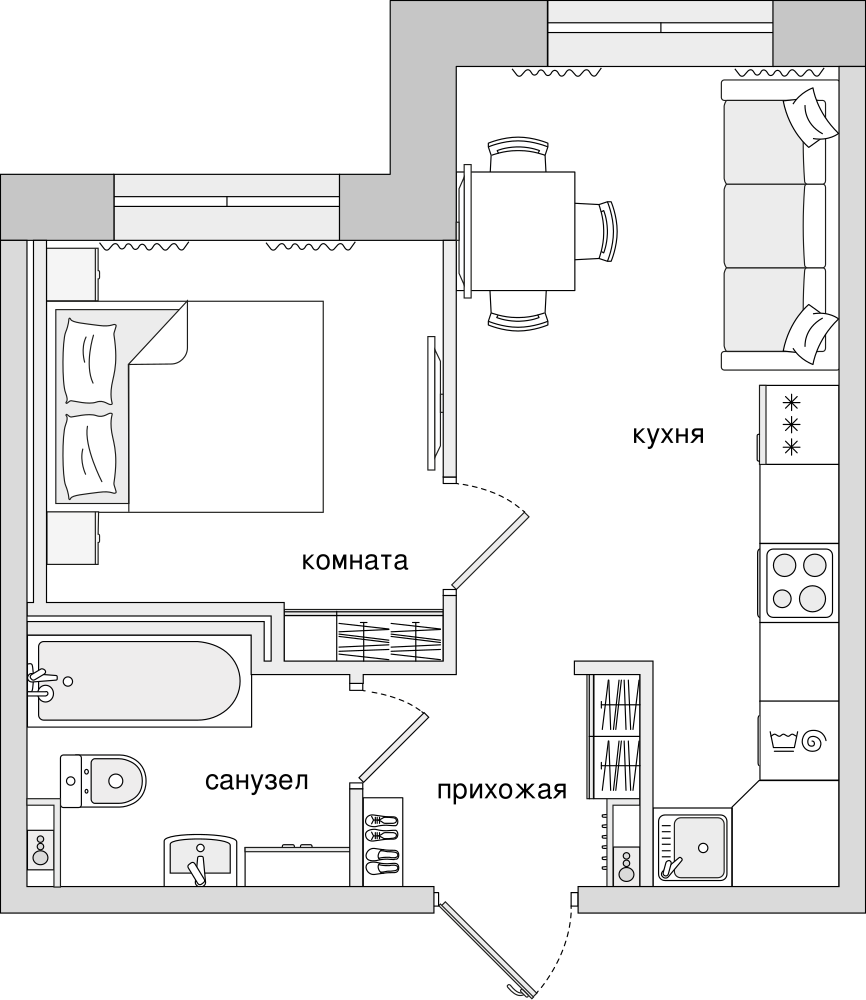 1-комнатная, 32 м² — ЖК ЖК Елизаровский
