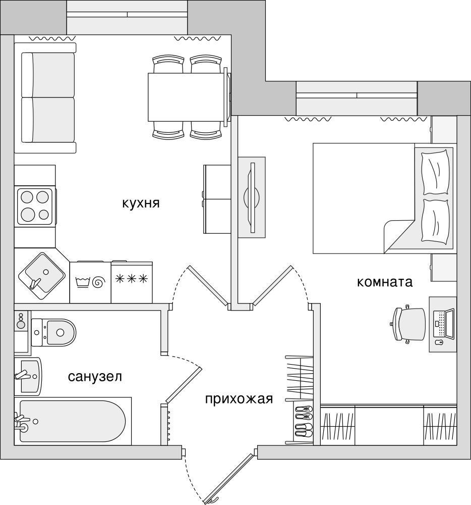 1-комнатная, 33 м² — ЖК ЖК Елизаровский