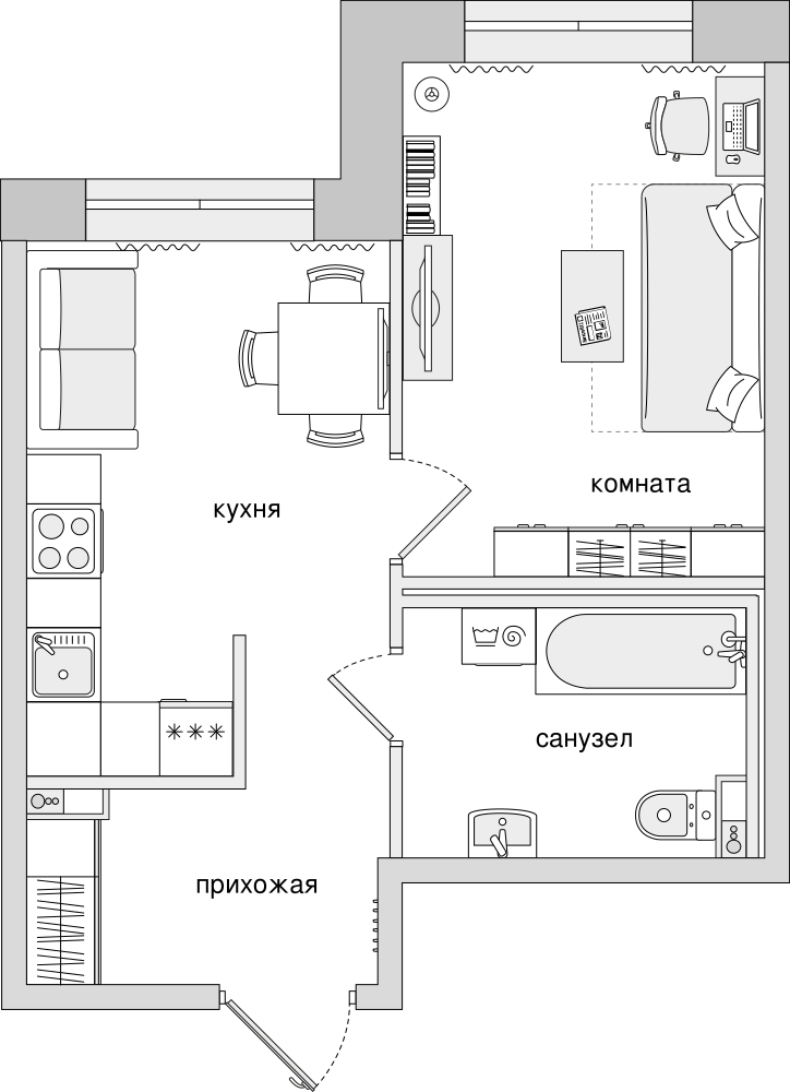 1-комнатная, 34 м² — ЖК ЖК Елизаровский