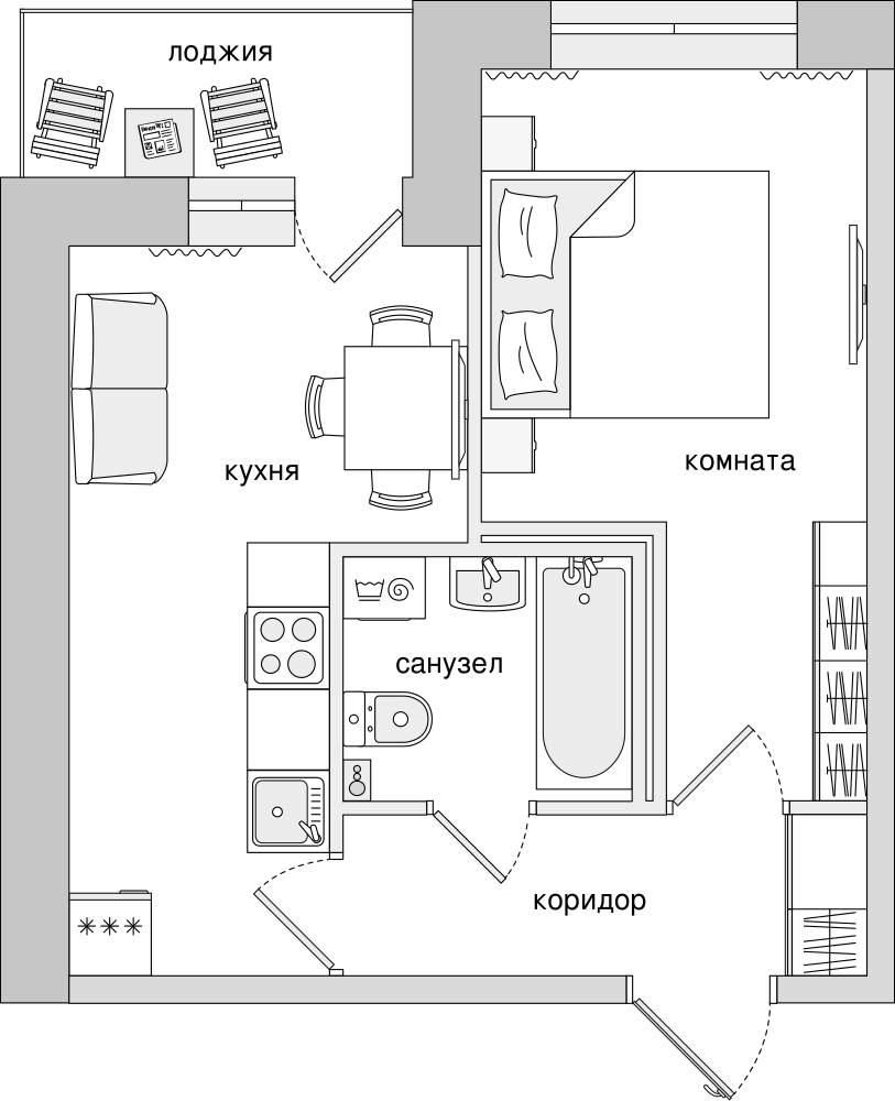 1-комнатная, 36 м² — ЖК ЖК Елизаровский