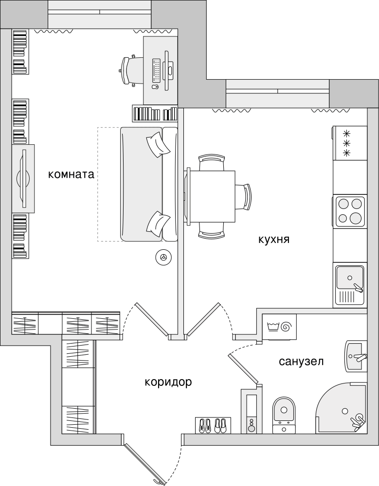 1-комнатная, 37 м² — ЖК ЖК Елизаровский