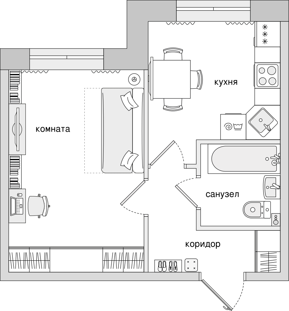 1-комнатная, 33 м² — ЖК ЖК Елизаровский