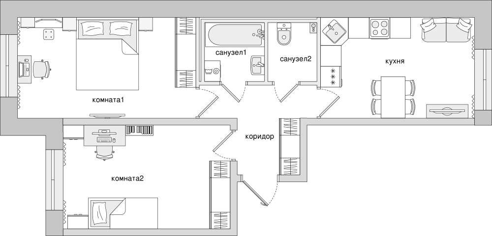 2-комнатная, 54 м² — ЖК ЖК Елизаровский