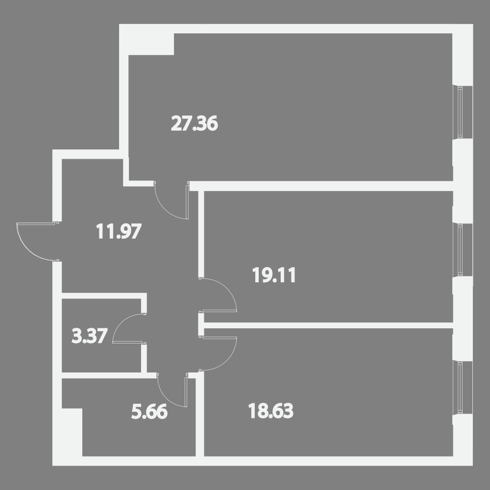 2-комнатная, 86 м² — ЖК Жилой дом Ye's Residence (Йес Резиденс)