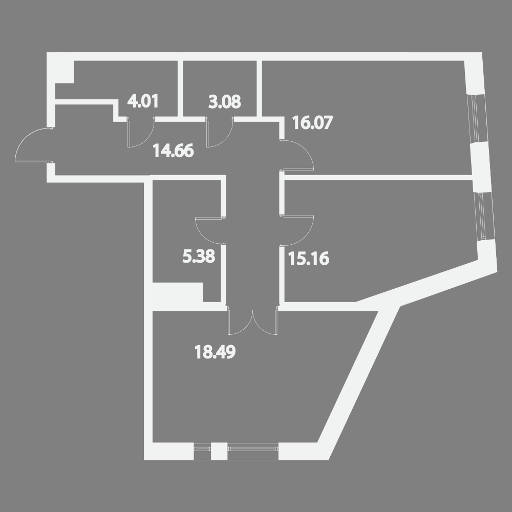 2-комнатная, 77 м² — ЖК Жилой дом Ye's Residence (Йес Резиденс)