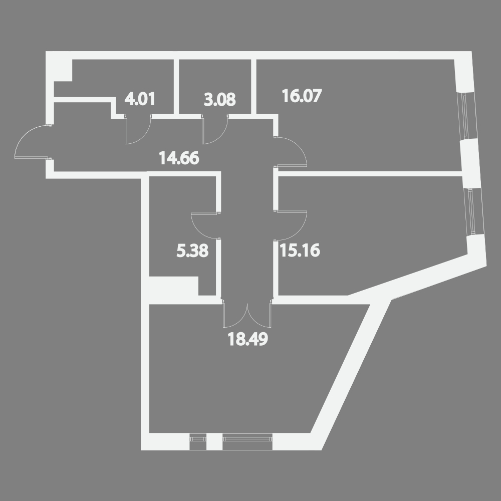 2-комнатная, 77 м² — ЖК Жилой дом Ye's Residence (Йес Резиденс)