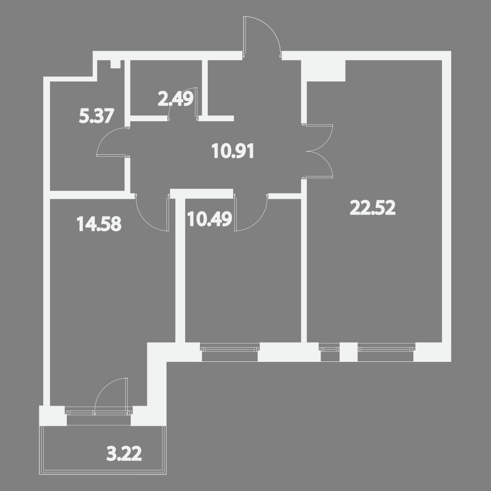 2-комнатная, 68 м² — ЖК Жилой дом Ye's Residence (Йес Резиденс)