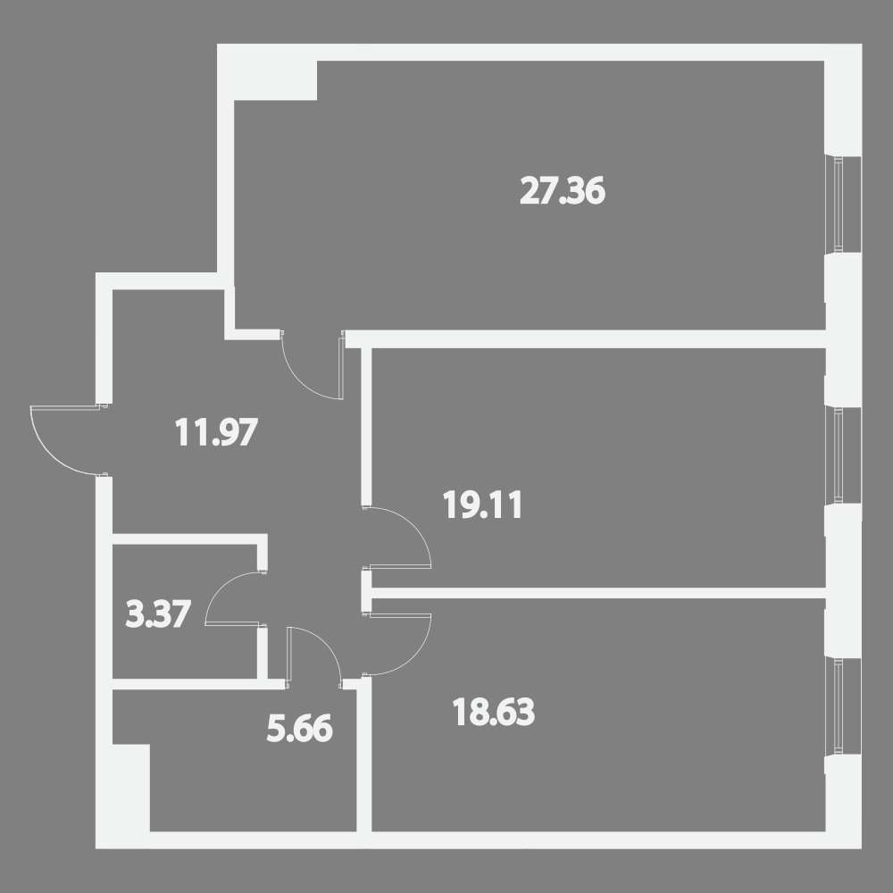 2-комнатная, 86 м² — ЖК Жилой дом Ye's Residence (Йес Резиденс)