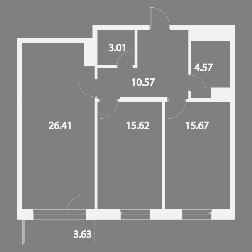 2-комнатная, 78 м² — ЖК Жилой дом Ye's Residence (Йес Резиденс)