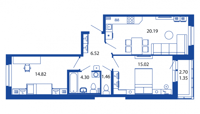 3-комнатная, 64 м² — ЖК ЖК Полис на московской