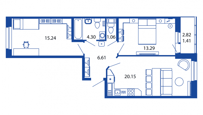 3-комнатная, 62 м² — ЖК ЖК Полис на московской