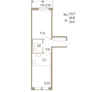 2-комнатная, 41 м² — ЖК ЖК "Георг Ландрин"