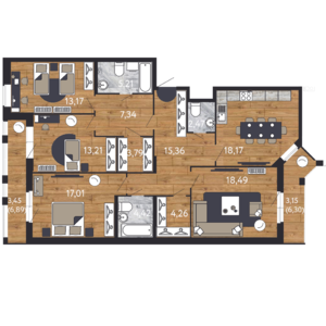 4-комнатная, 102 м² — ЖК ЖК "Георг Ландрин"