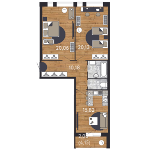 2-комнатная, 73 м² — ЖК ЖК "Георг Ландрин"