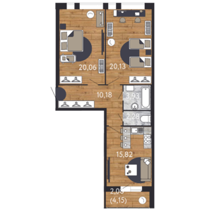2-комнатная, 73 м² — ЖК ЖК "Георг Ландрин"