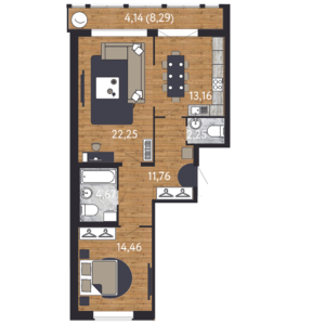 2-комнатная, 65 м² — ЖК ЖК "Георг Ландрин"