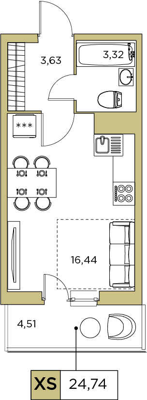 Студия, 24.74 м² — ЖК ЖК Аквилон Sky (Аквилон Скай)