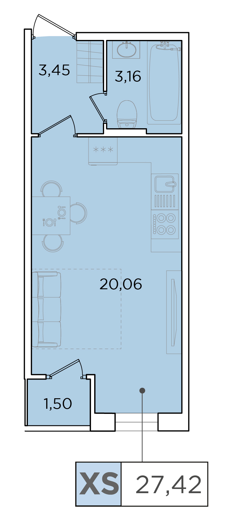 Студия, 27.42 м² — ЖК ЖК Forest Аквилон (Форест Аквилон)