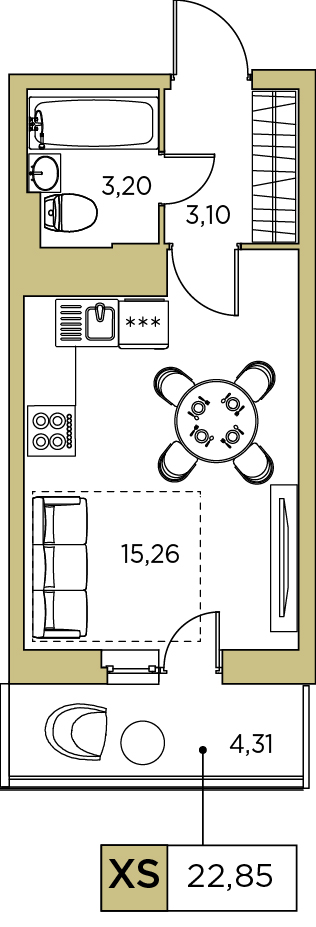Студия, 22.85 м² — ЖК ЖК Аквилон Sky (Аквилон Скай)