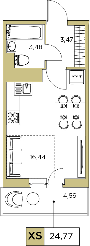Студия, 24.77 м² — ЖК ЖК Аквилон Sky (Аквилон Скай)