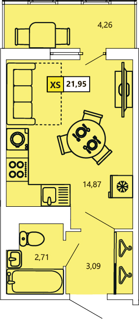 Студия, 22.09 м² — ЖК ЖК «Ол Инклюзив (All Inclusive)»