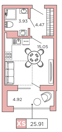 Студия, 25.91 м² — ЖК ЖК Promenade (Променад)