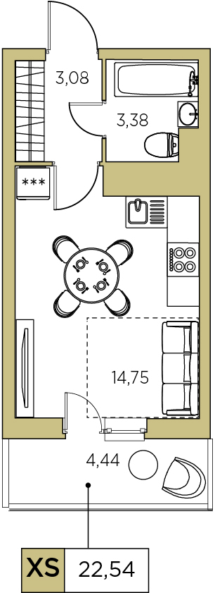 Студия, 22.54 м² — ЖК ЖК Аквилон Sky (Аквилон Скай)
