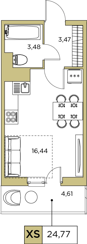 Студия, 24.77 м² — ЖК ЖК Аквилон Sky (Аквилон Скай)