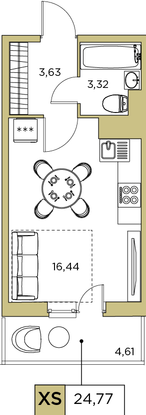 Студия, 24.77 м² — ЖК ЖК Аквилон Sky (Аквилон Скай)