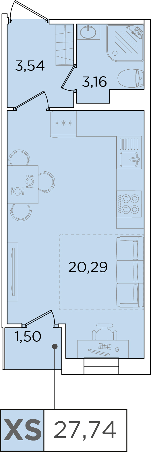 Студия, 27.74 м² — ЖК ЖК Forest Аквилон (Форест Аквилон)