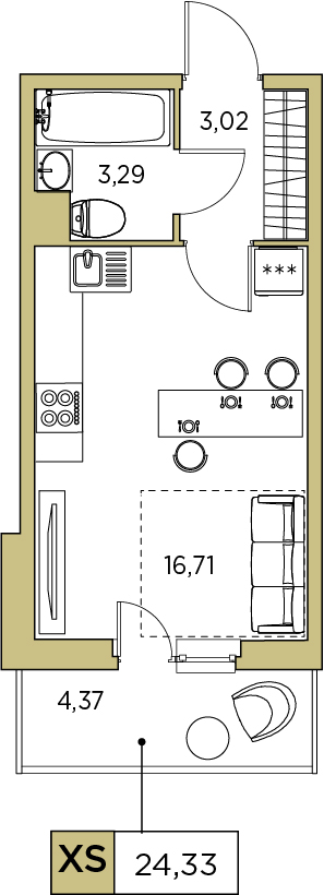 Студия, 24.33 м² — ЖК ЖК Аквилон Sky (Аквилон Скай)