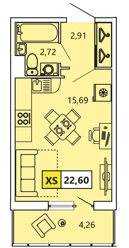 Студия, 22.6 м² — ЖК ЖК «Ол Инклюзив (All Inclusive)»