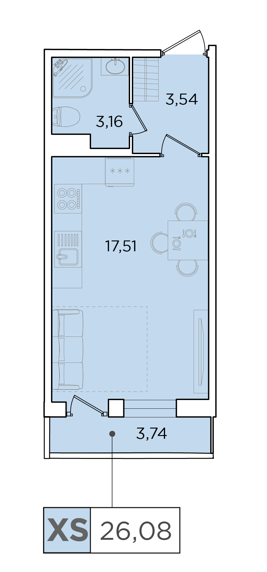 Студия, 26.08 м² — ЖК ЖК Forest Аквилон (Форест Аквилон)